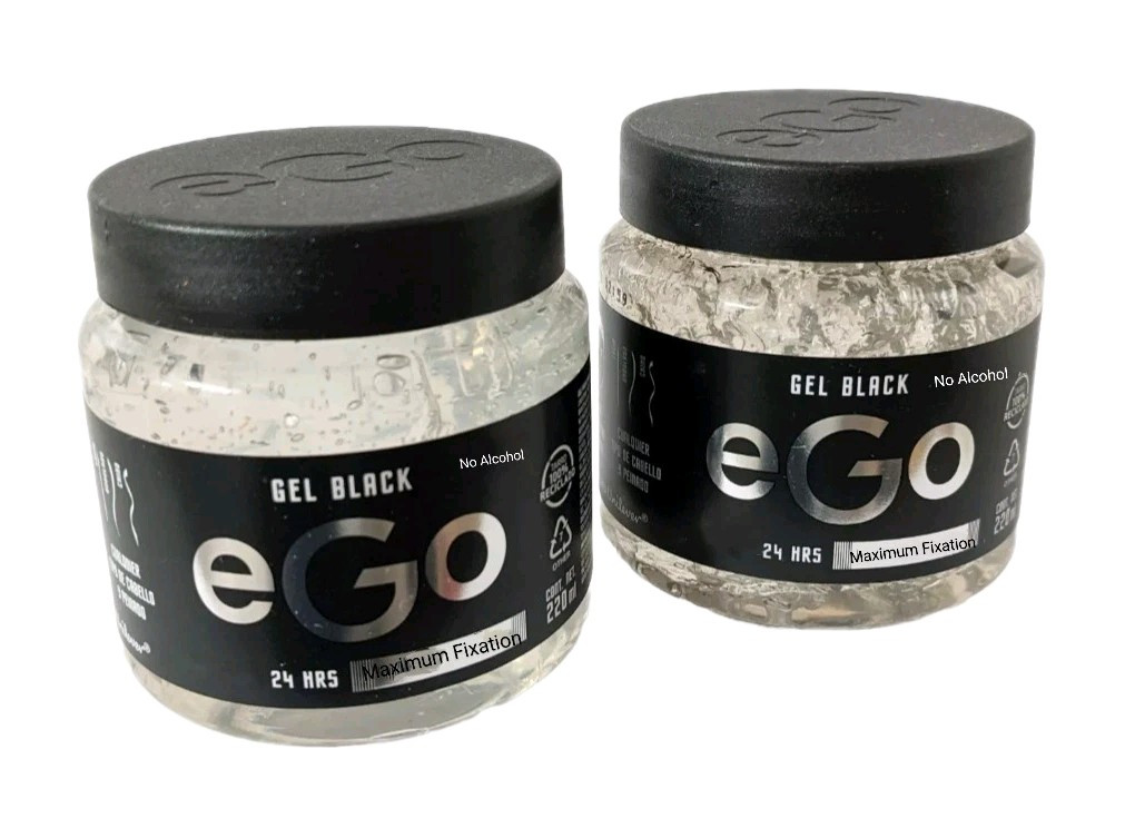 2 PACK!  HAIR GEL MEN eGo Black 220ml / Male Fragrance Extra STRONG BLACK