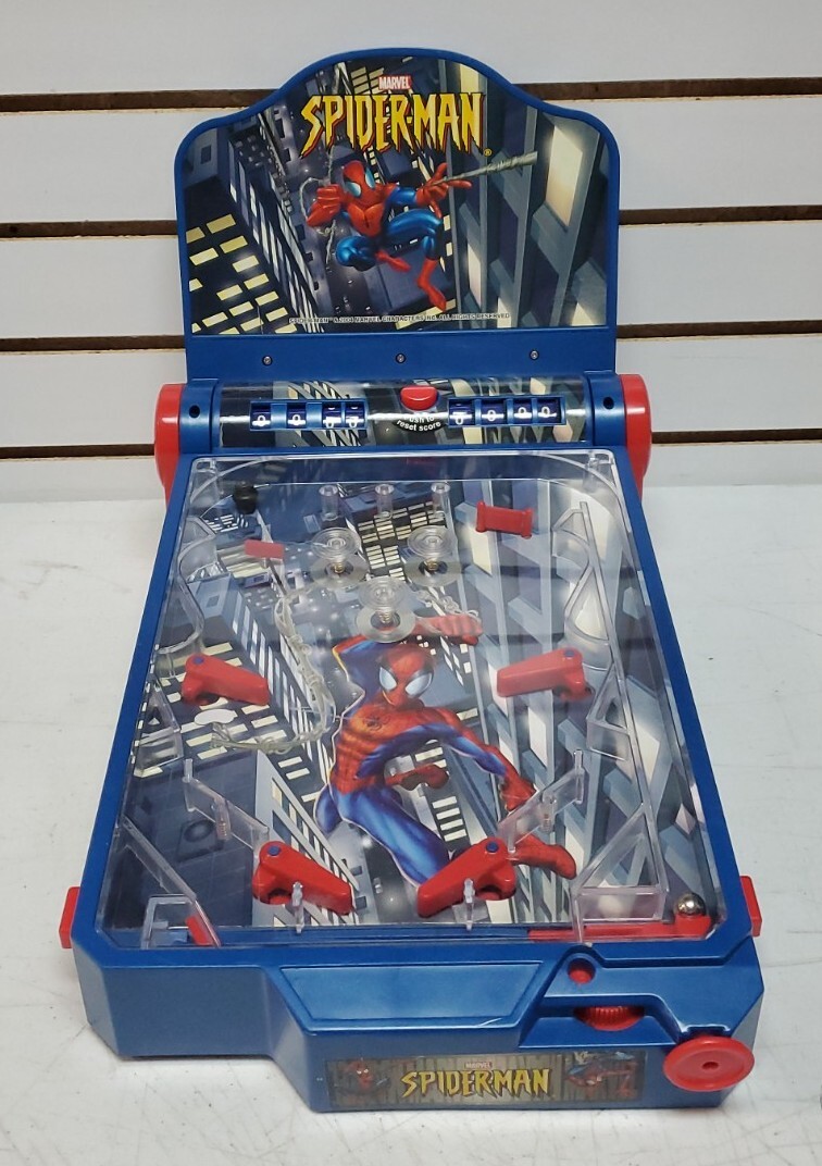 2004 Funrise Toys: Spider-Man Tabletop Pinball Machine - Tested, Keeps Score