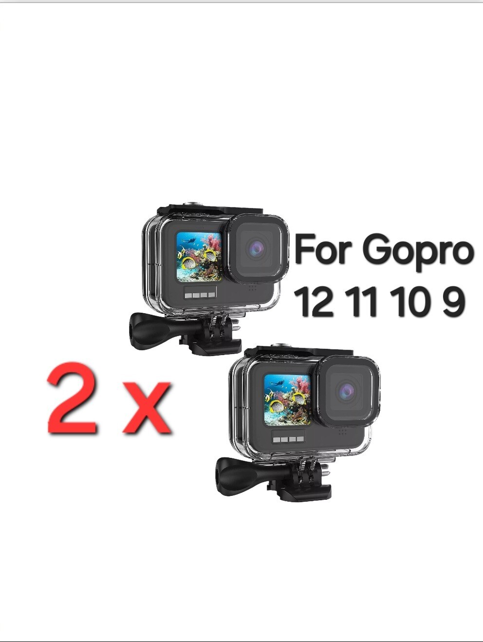 2 X   Waterproof Case for Gopro 13  12 ,11 ,10, 9  Diving Protect Underwater