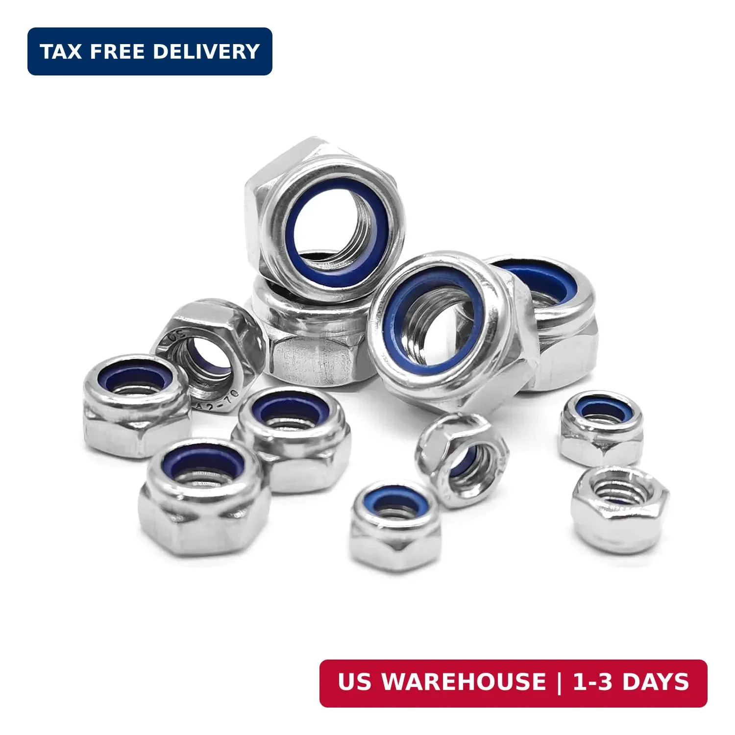 20pcs M6 Nyloc Steel Nuts, Nylon Locknuts for Fastener, Nylon Inserted Hex Lock