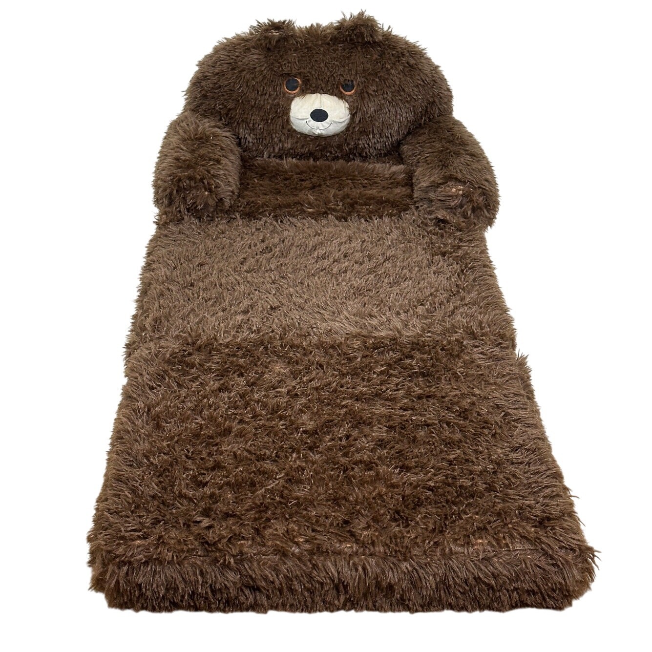 kids Teddy Bear Flip Out Foam Chair Bed Plush Convertible Sofa Seat 16'' Brown