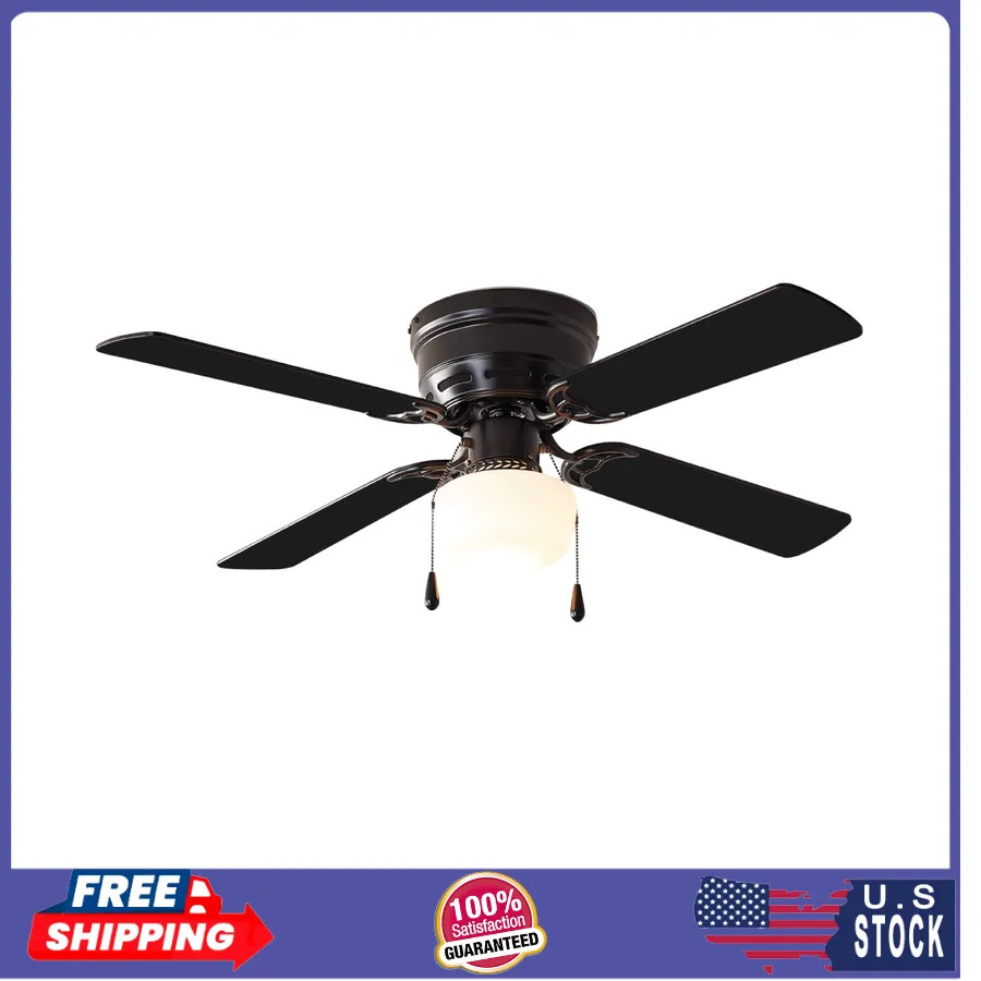 Mainstays 42 Inch Hugger Indoor Ceiling Fan with Light Kit Black 4 Blades