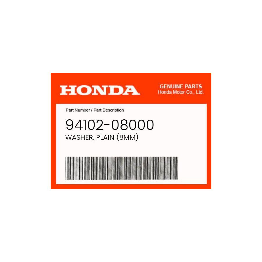 Honda Genuine Washer, Plain (8Mm) - 94102-08000