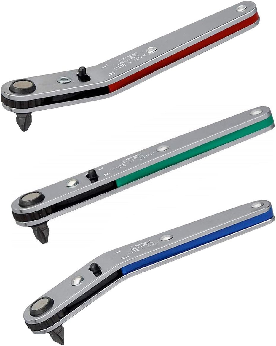 Ultra Low Profile Offset Ratcheting Screwdriver 90 Degree Angled for Tight Area