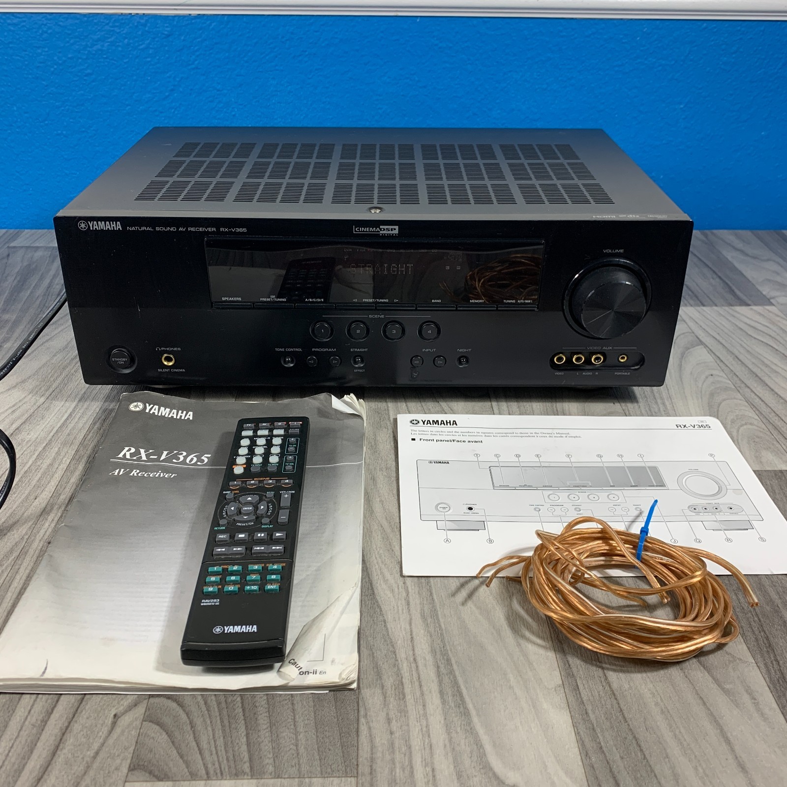 Yamaha Natural Sound Av Receiver RX- V365 & Remote, Speaker Wire, Manual Bundle