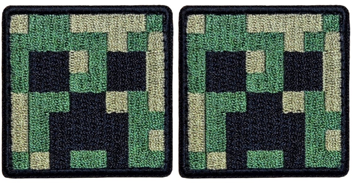Creeper Face Minecrafter Embroidered Morale Patch - 2PC  Hook Backing  2"x2"