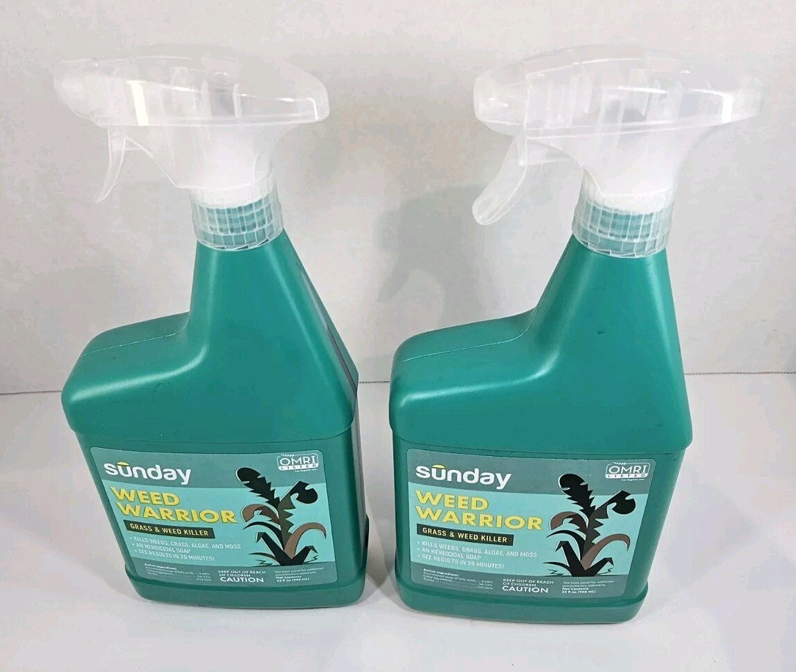 Lot of 2 Sunday Weed Warrior 32oz Grass & Weed Killer Spray OMRI Listed