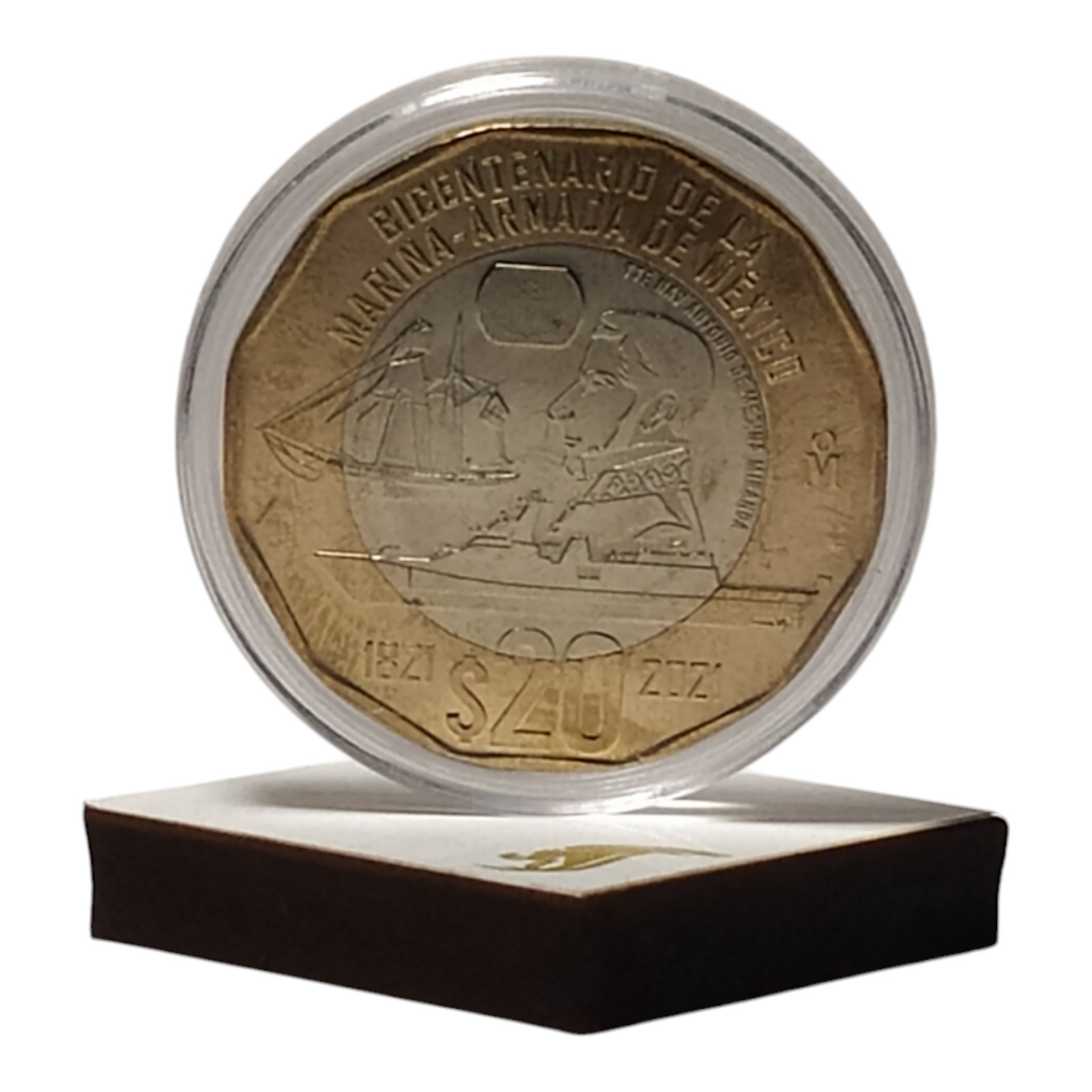 $20 Pesos Bicentenario de la Marina de Mexico con base y mini cartel