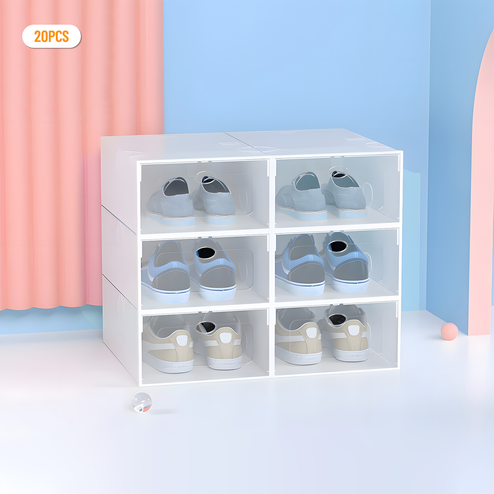 20pcs Sneaker Display Case Organizer Stackable Shoe Storage Box Set Stackable