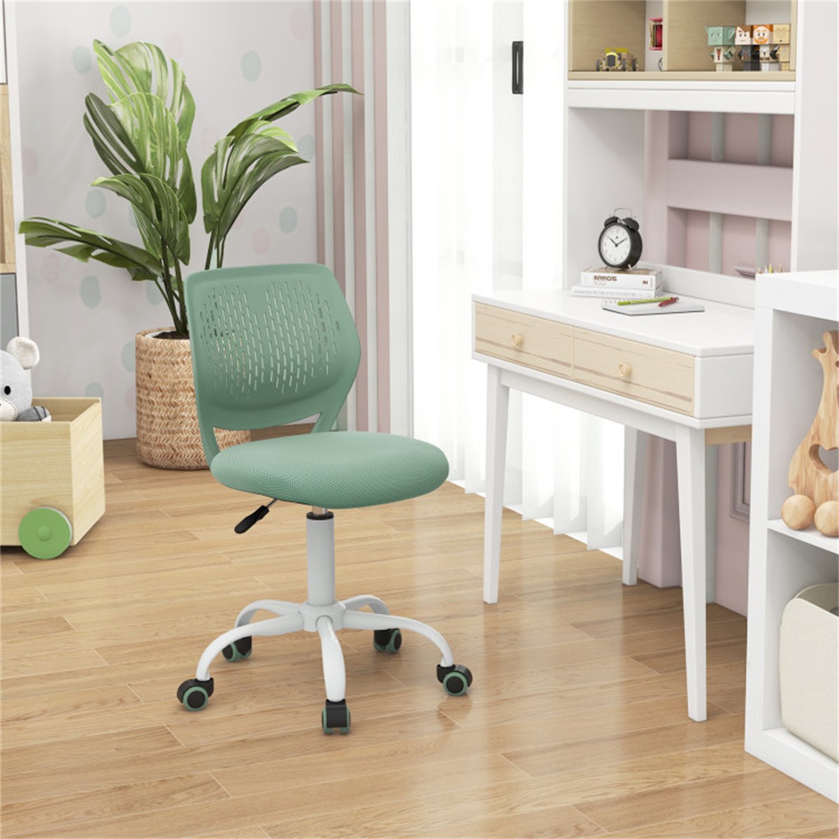 Kids Desk Chair Ergonomic Adjustable Height 16.5-21 Inch Mesh Study Swivel Green