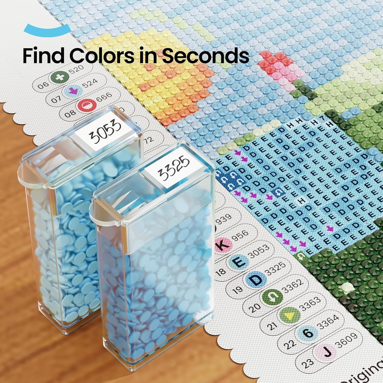 Versatile 64 Jars with Labels: Portable Storage for Diamond Painting Tools