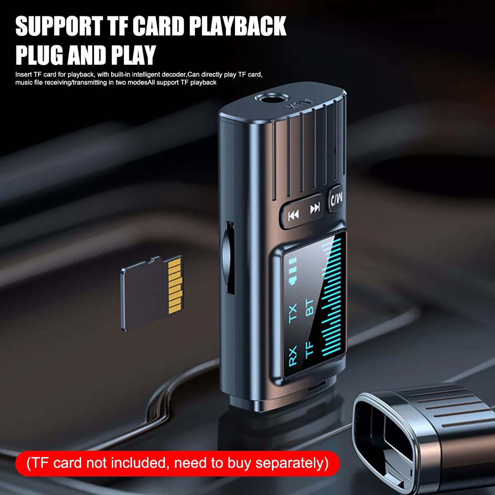 Bluetooth 5.4 Transmitter Receiver Wireless Audio 3.5mm Jack Aux Adapter DC 5V