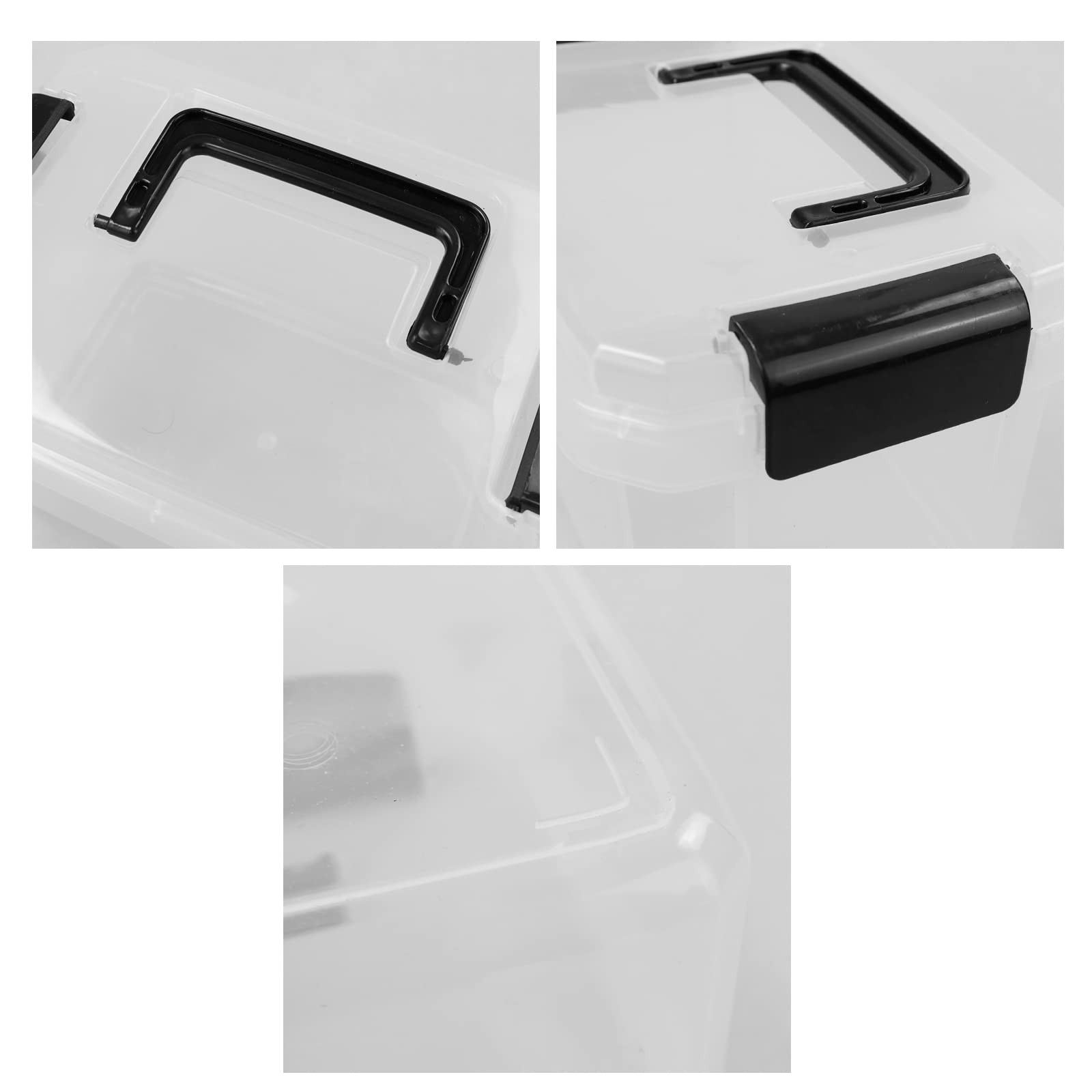 2.5 Quart Plastic Latching Box Clear Bin With Black Handle 4 Packs