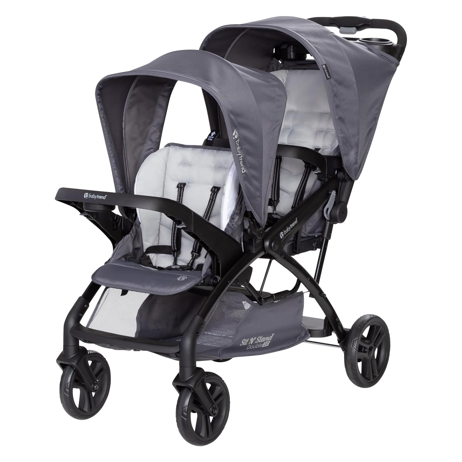 Sit N Stand Double Stroller Dash Grey Foldable Lightweight Travel Friendly