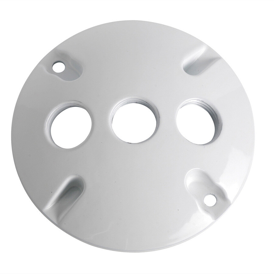 1 pc Weatherproof 4" Round Cover w/ 3 Three 1/2" Holes Outdoor Lampholder WHITE