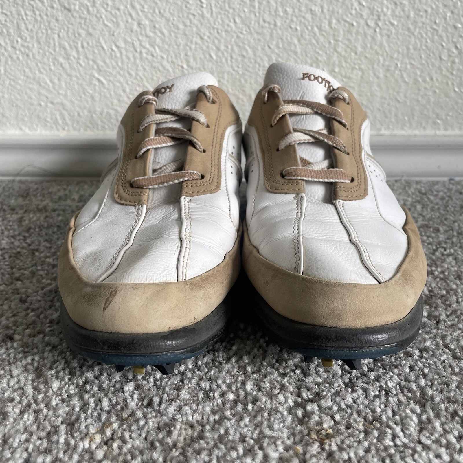 FootJoy Golf Shoes Mens Size 8 M White Leather/ Suede Casual Cleats Sneakers