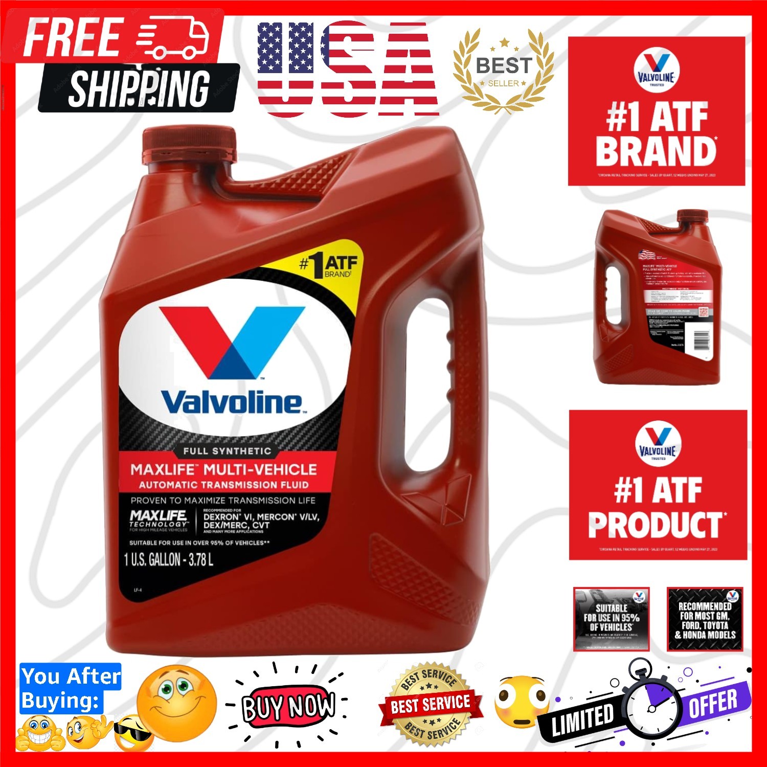 MaxLife Multi-Vehicle ATF Full Synthetic Automatic Transmission Fluid 1 Gallon