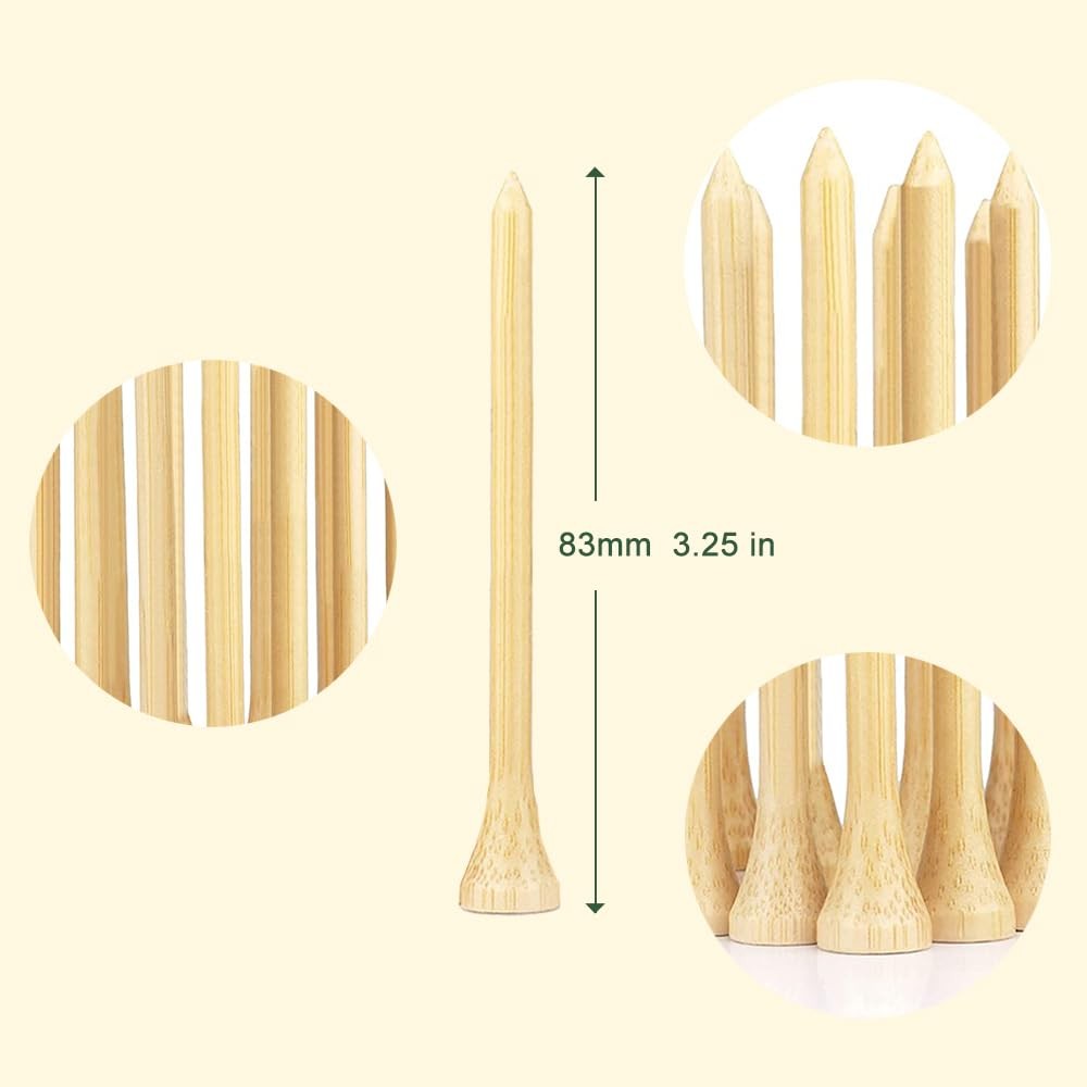 110 Pcs Bamboo Golf Tees 3 1/4 Inch Biodegradable LongTall Stable Ideal Beginner