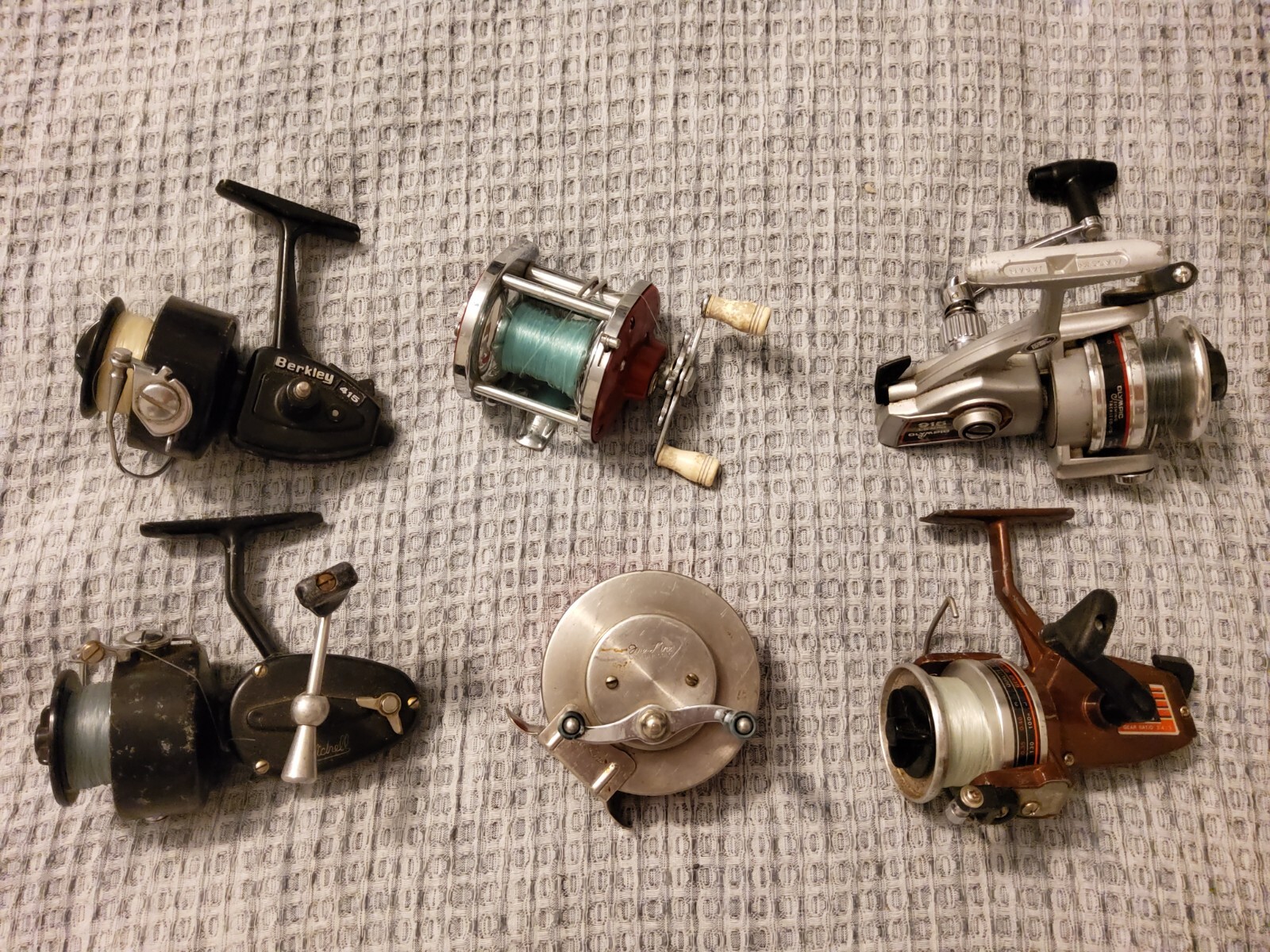 Lot Of 6 VINTAGE Fishing Reels Ryobi Mitchell Berkley Olympic One Line