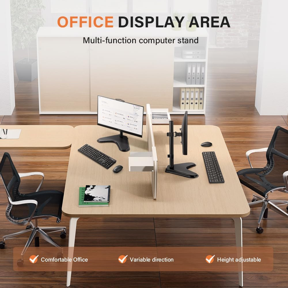 Single Computer Monitor Stand Metal Base Free Standing Desk Vesa Mount for 13 In