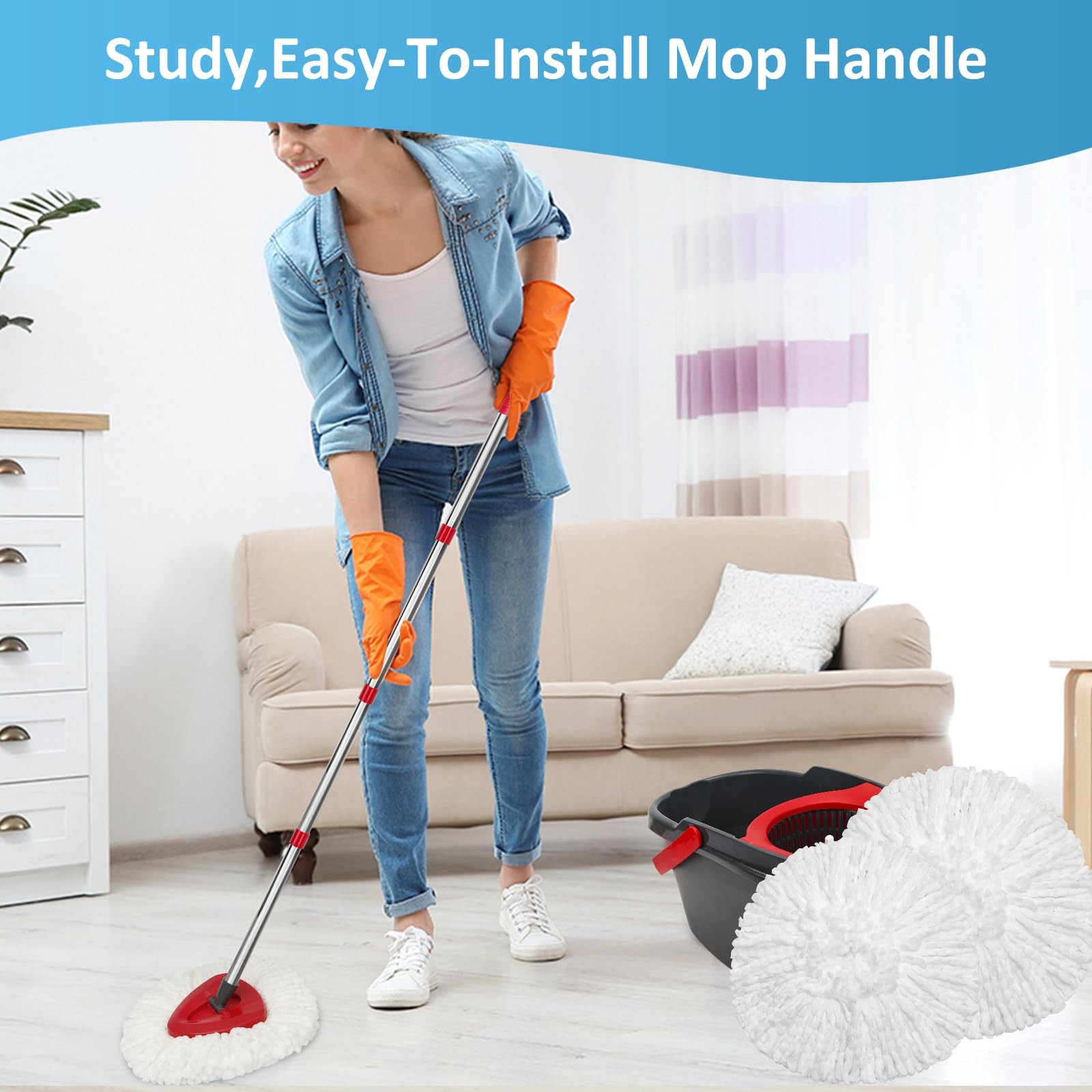 6 Pack Spin Mop Replacements Head Compatible For Easywring 1tank Systemreusable