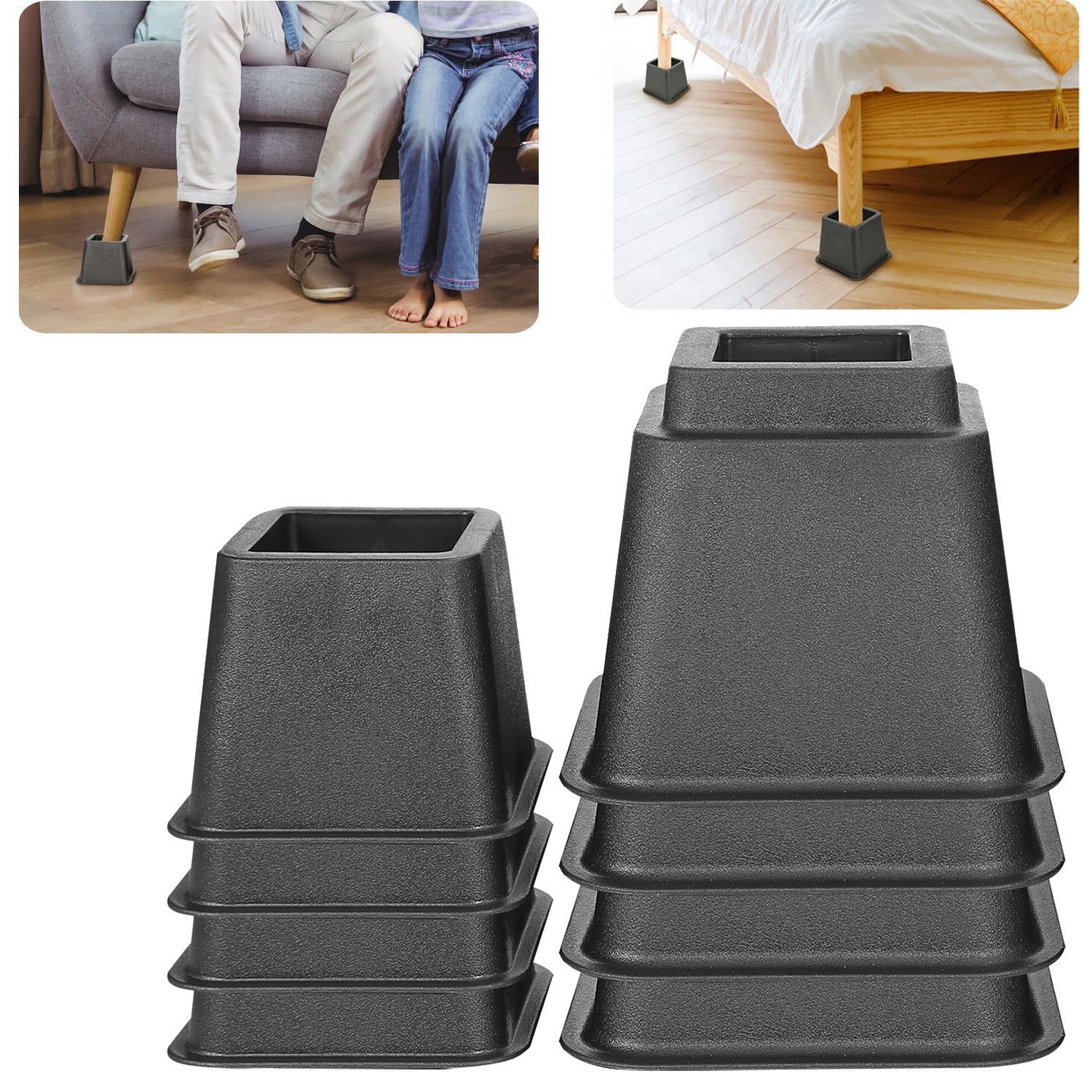 Bedding Adjustable Bed Furniture Risers - Elevation in Heights 5 Inch Heavy Duty
