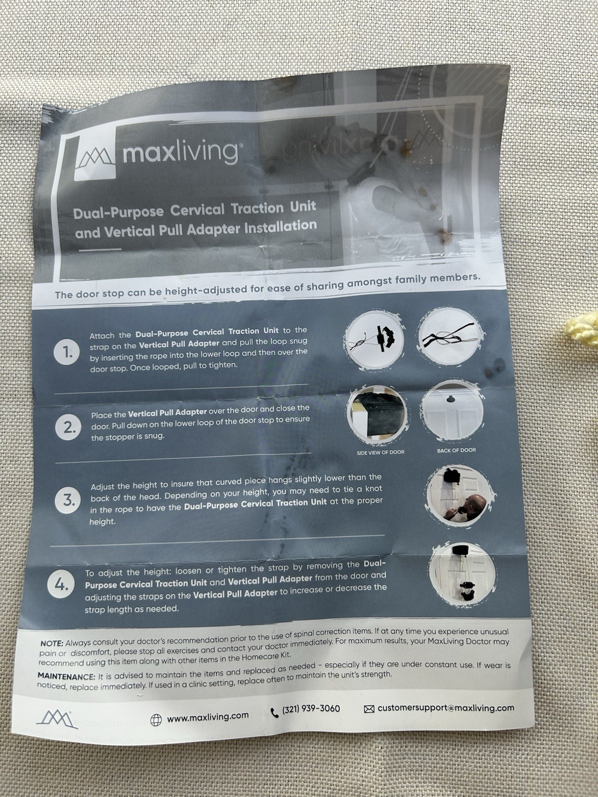 maxliving Dual-Purpose Cervical Traction Unit with Vertical Pull Adapter
