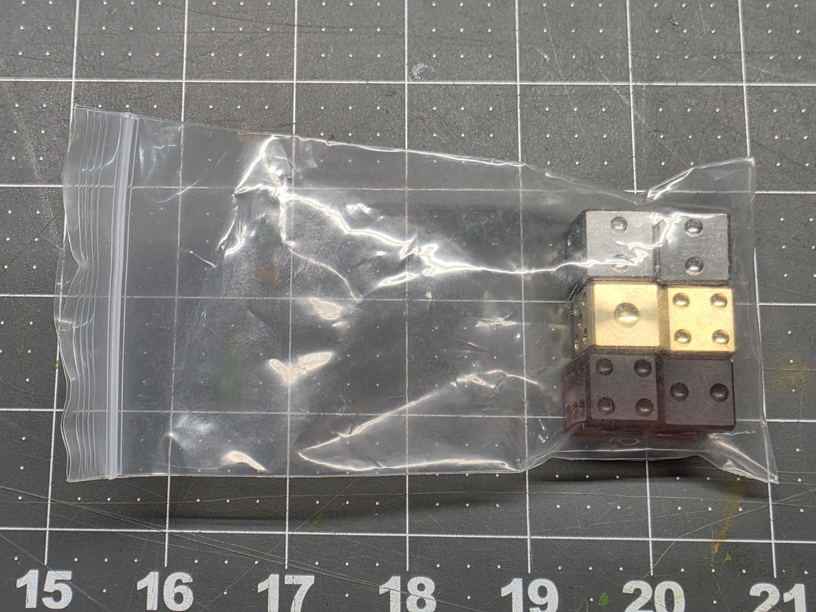 CountyComm Pair-A-Dice Ultem/Brass/Titanuim Dice Sets