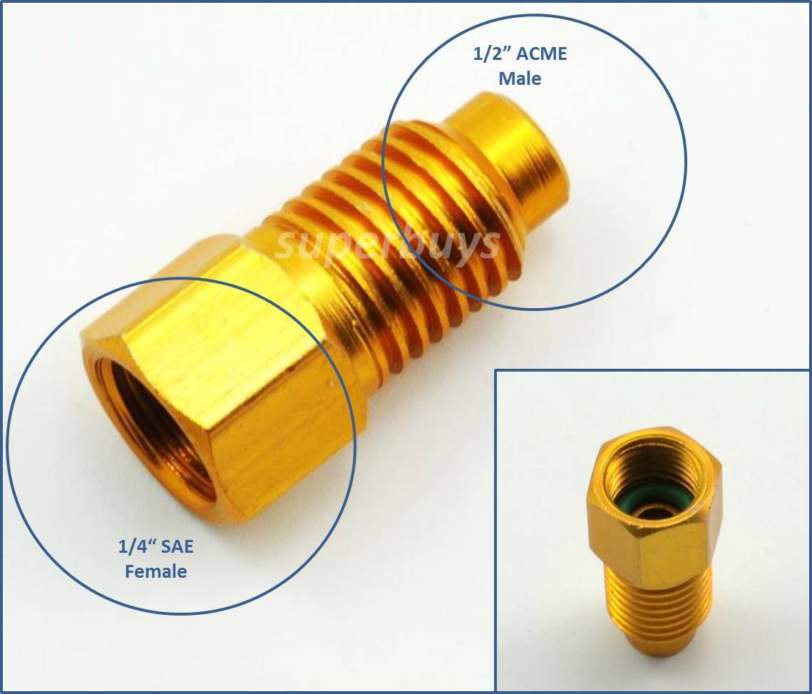 1/2" ACME Male to 1/4" SAE Female Refrigerant Air Con Adapter Connector Valve FM