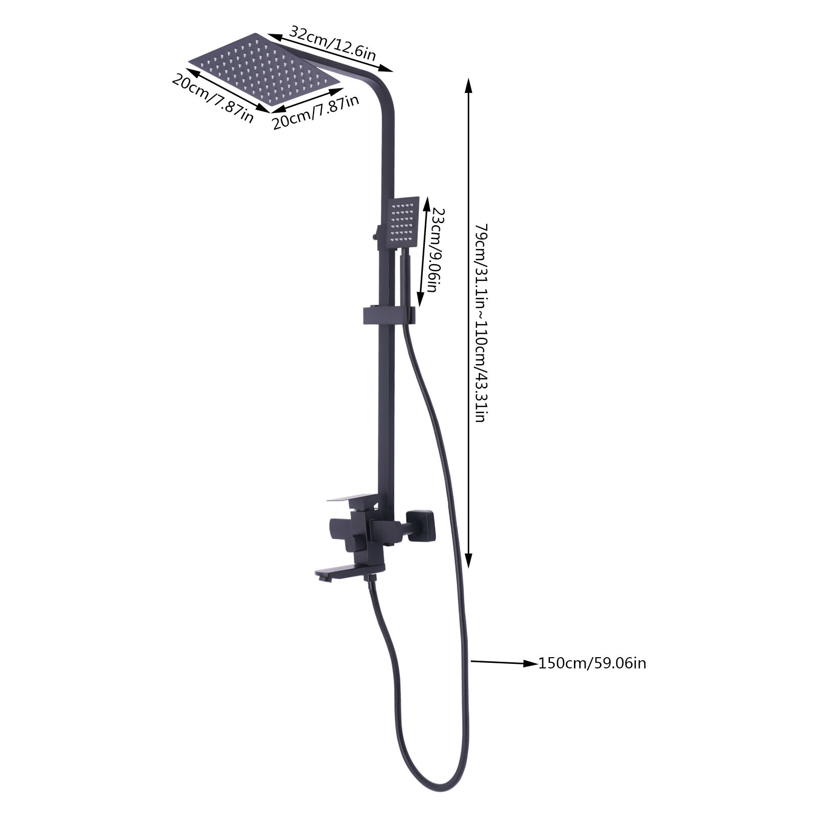 Stainless Steel Shower Panel Tower with Rainfall Jets & Massage System