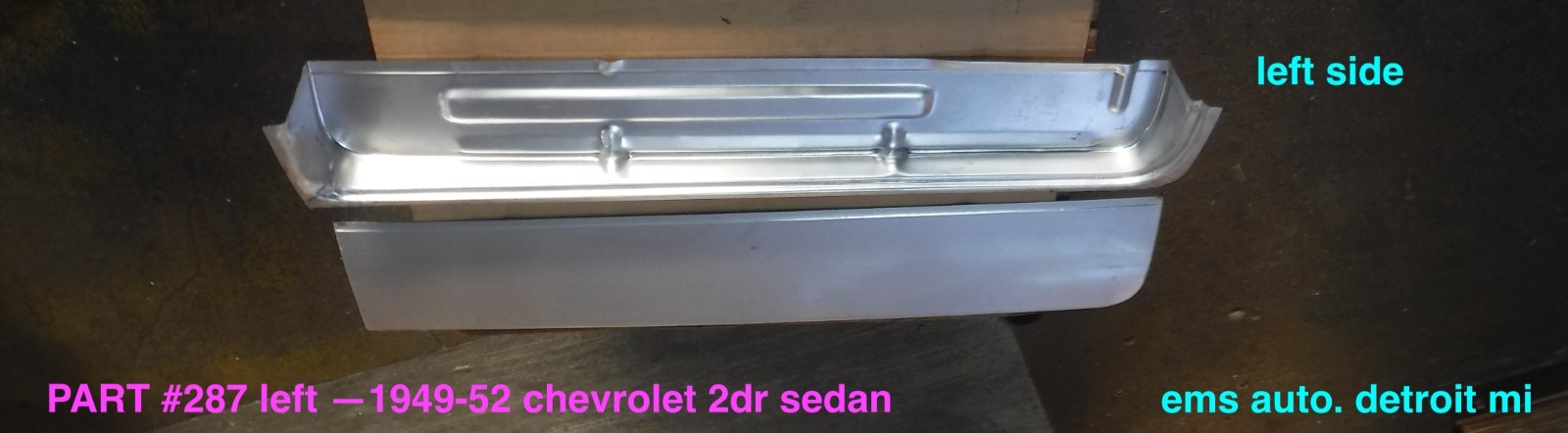 1949,1950,1951,1952 CHEVROLET SEDAN , FLEETLINE DOOR BOTTOM KIT #287L. LEFT. EMS