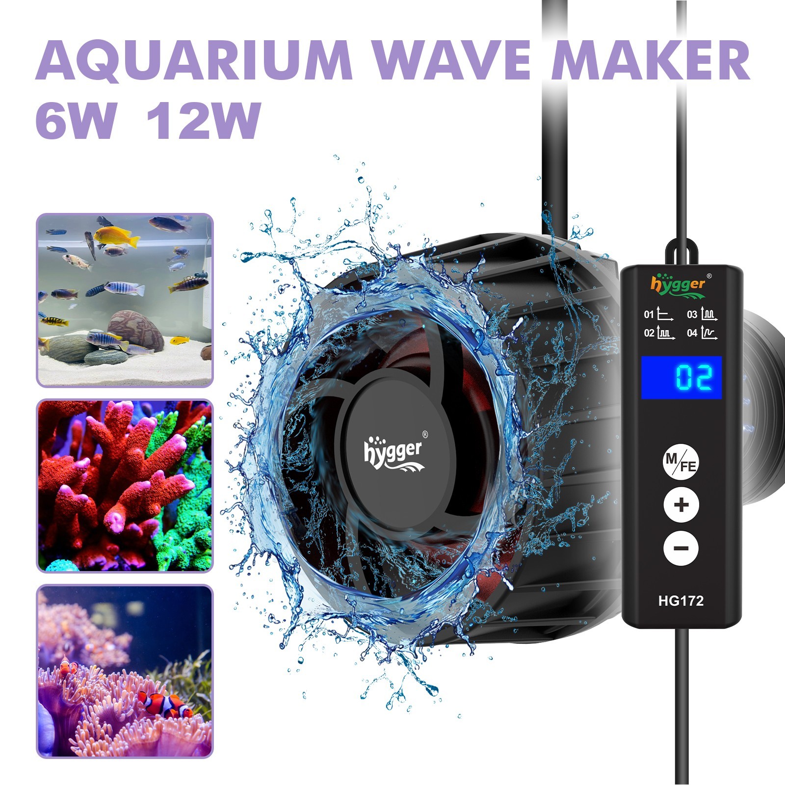 hygger Lite Aquarium Water Wave Maker Powerful Circulation Pump for 10-120 Gal