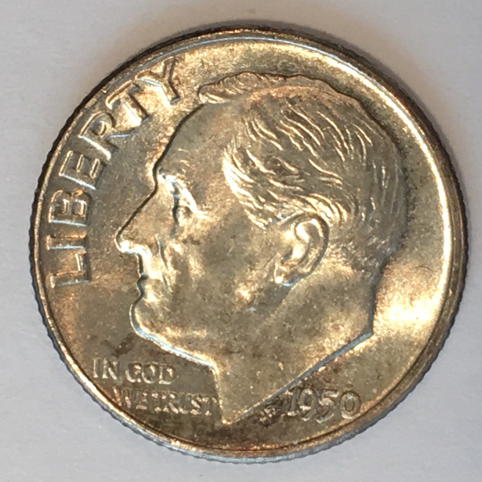 1950 Roosevelt Silver Dime - Clearly Uncirculated - High Quality Scans #D256