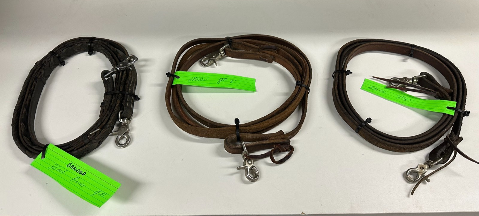 Leather Split Horse Reins Lot Brown Black Western 9ft, 8ft 6" & 7ft 6" Good Cond