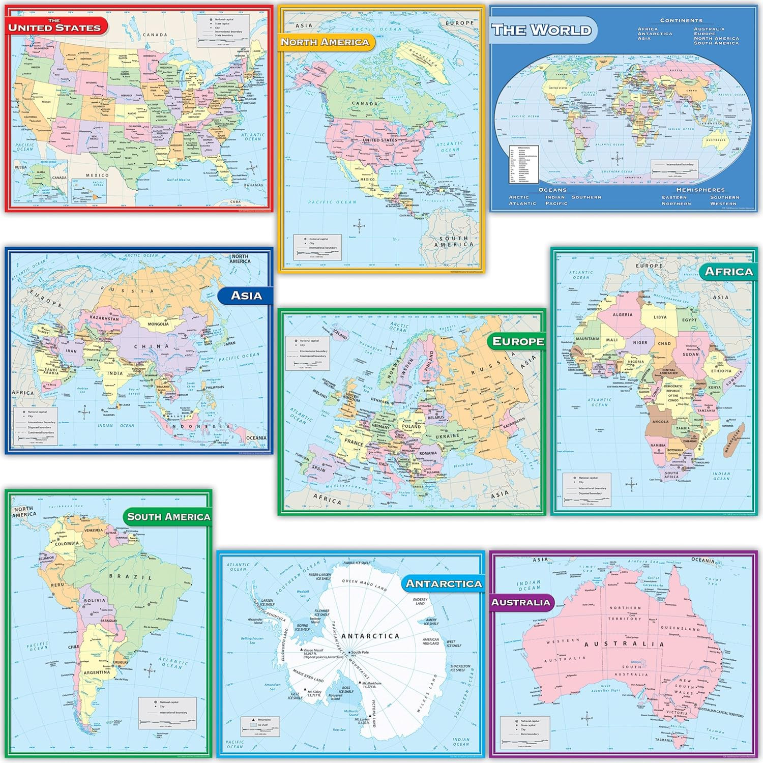 TCR9689 Map Charts Set (Pack of 9)