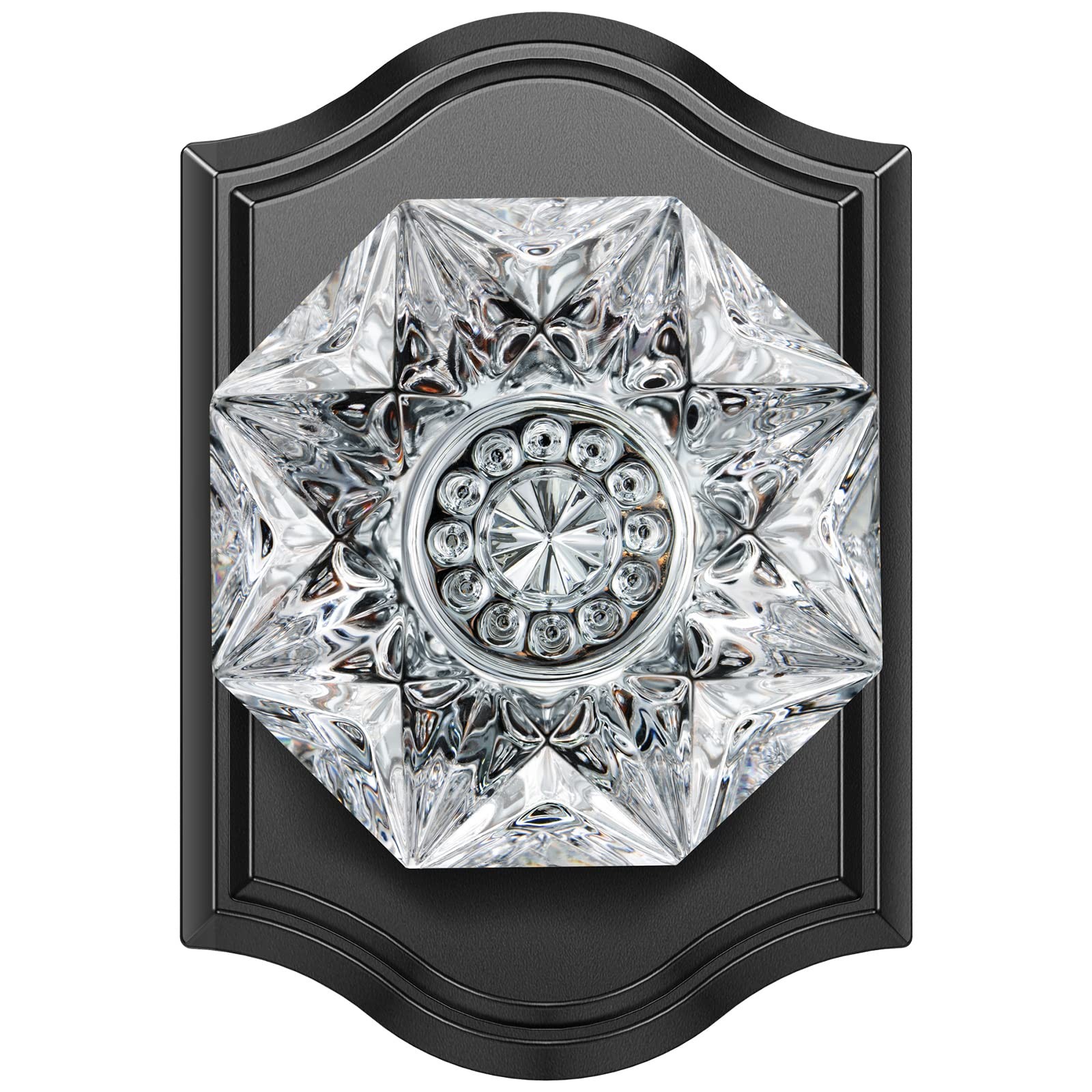 Calzibeno Crystal Door Knobs, Black Glass Knob Diamond-Privacy,
