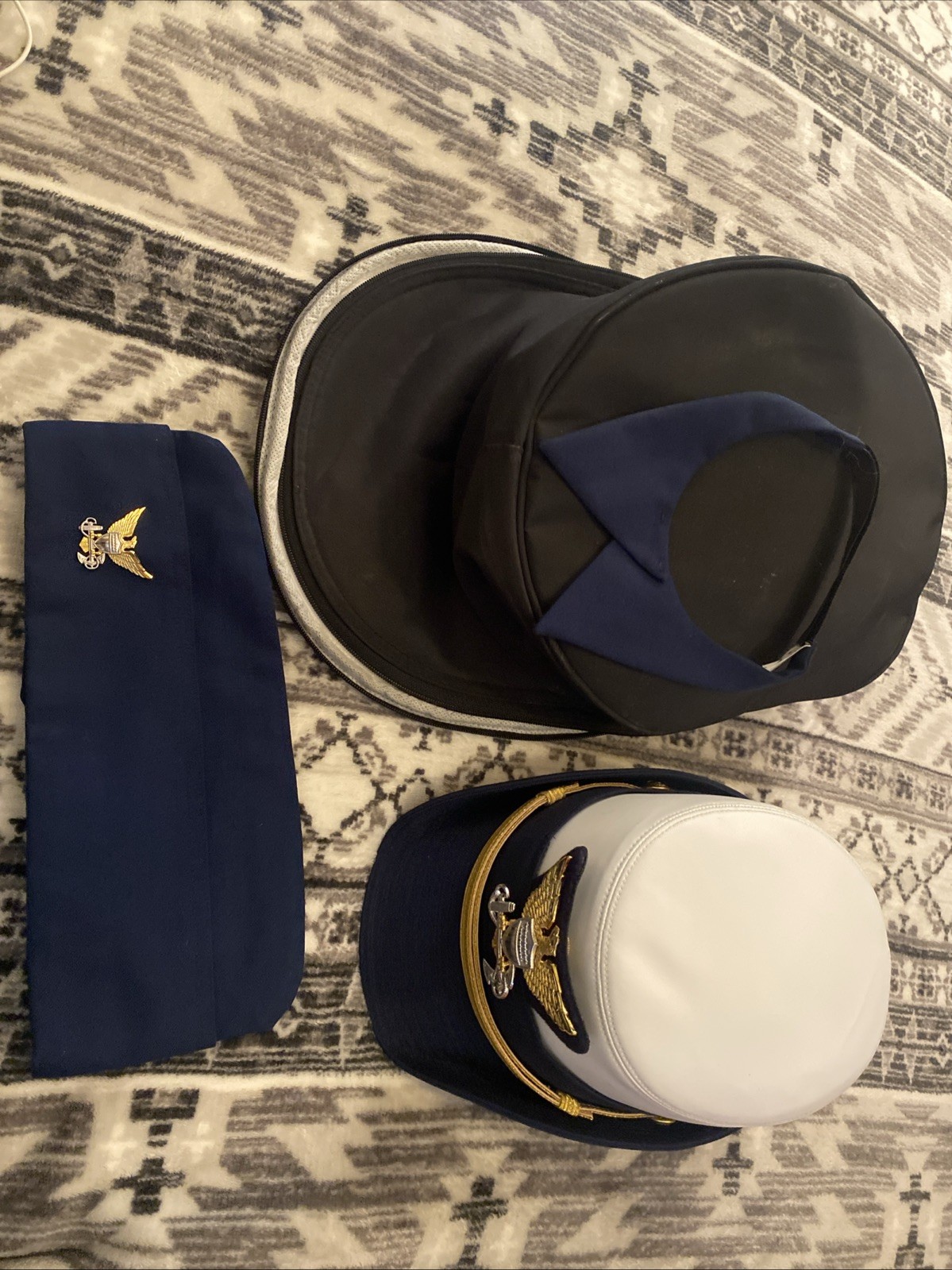 Lot of two US Coast Guard  Auxiliary Female Officer Dress Hat (22 1/2) and a cap