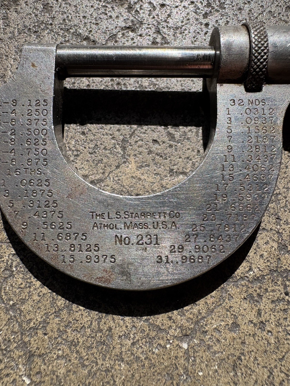 Starrett No.231 Outside Micrometer 0-1". .0001 Resolution