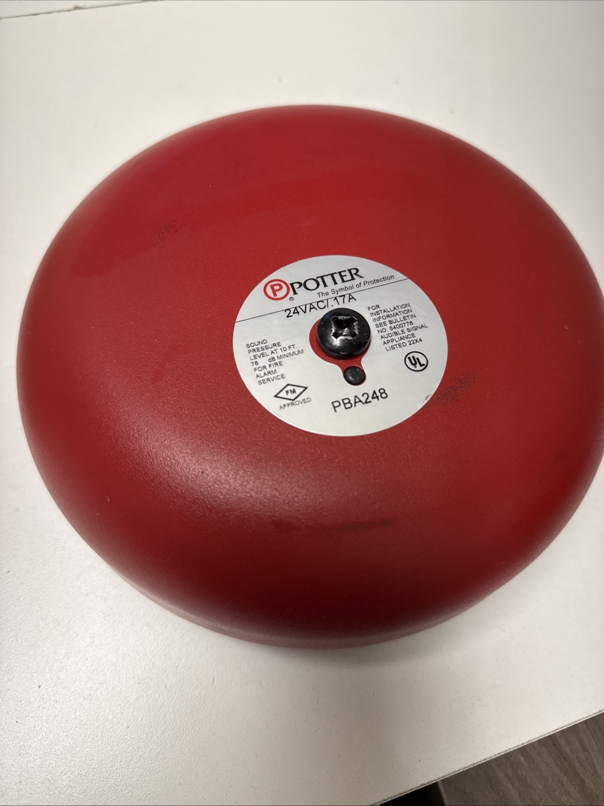 POTTER PBA-248 8" 24vdc 24v Red Bell
