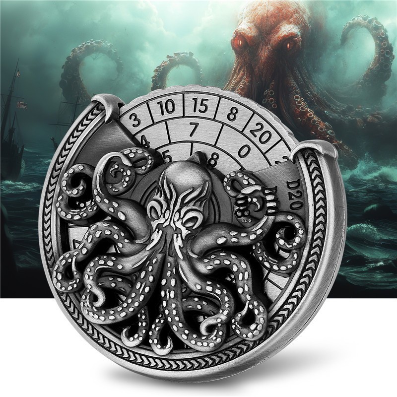 7 in 1 Octopus Spinner Dice Solid Metal Rotating RPG Dice for Dungeons & Dragons