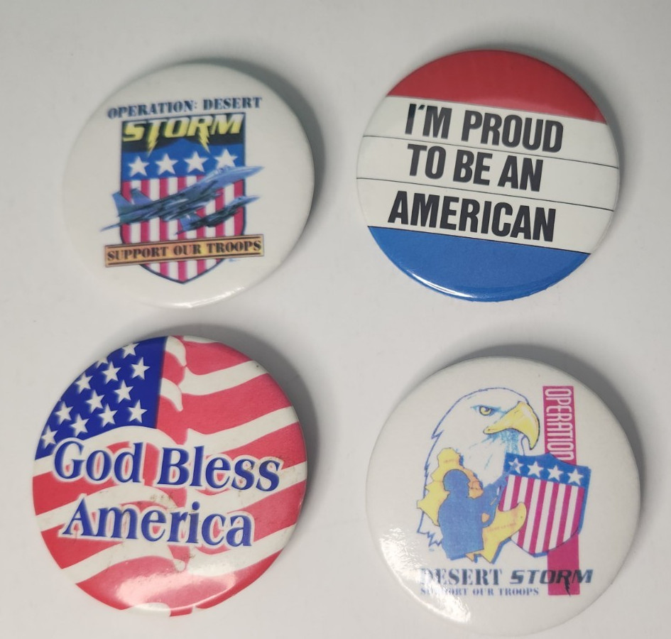 Desert Storm Pin Back Buttons Patriotic 2.25 inch Lot of 4 America