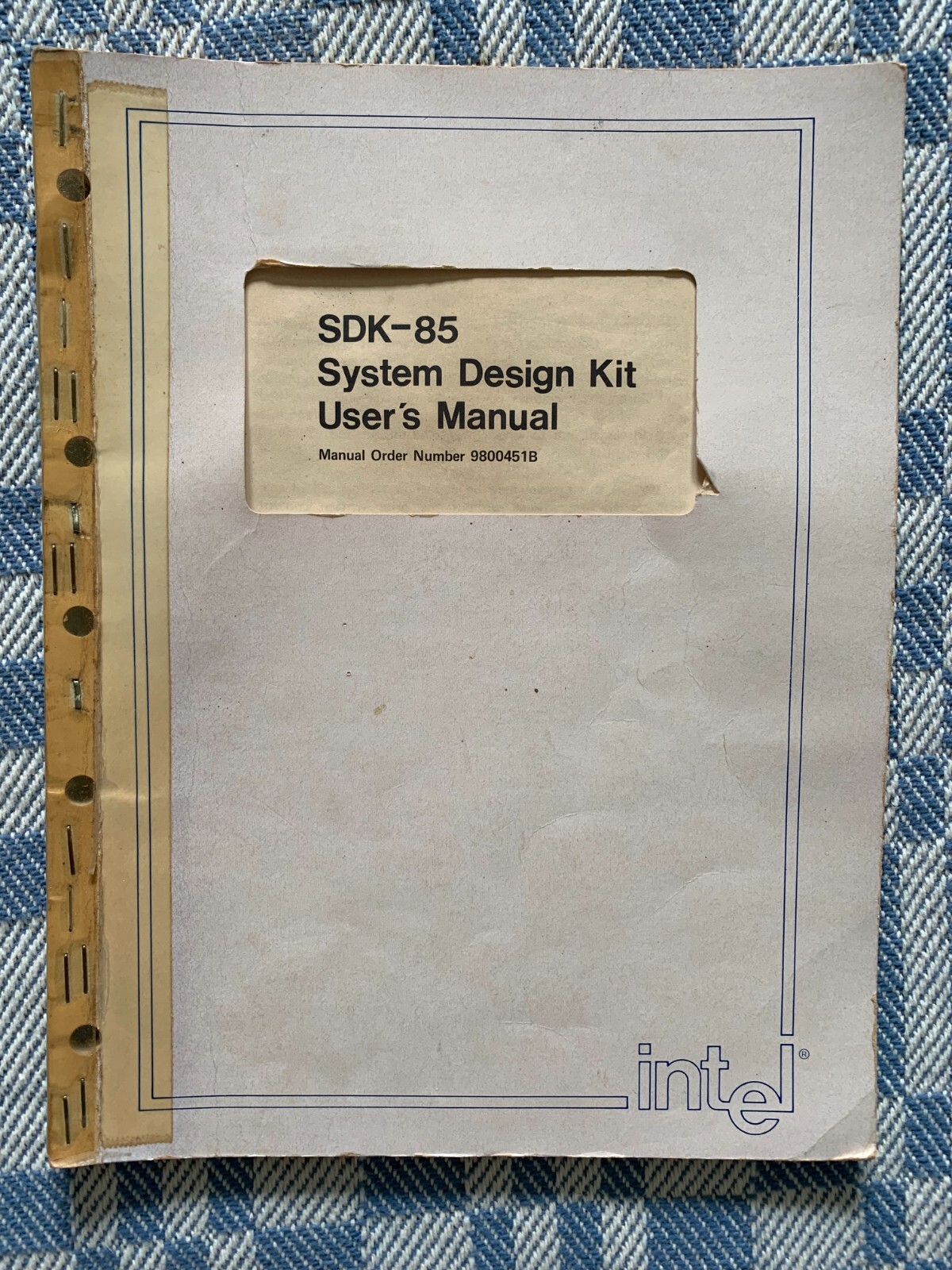 1978 Intel SDK-85 System Design Kit User's Manual # 9800451B Good Condition.