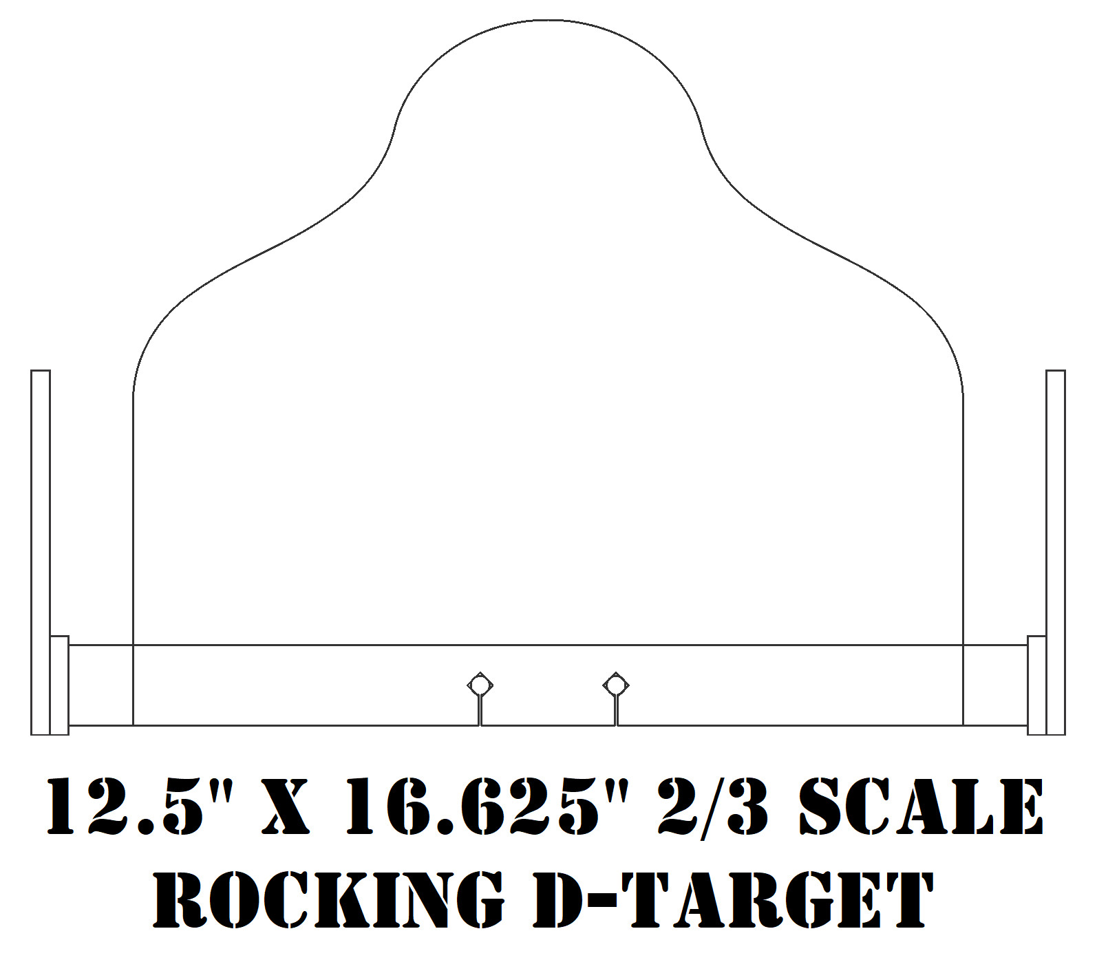 12.5x16.625 3/8" AR500 2/3 Scale Steel Shooting D-Target w/ Rocking Ground Stand
