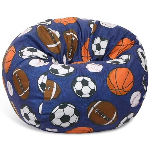 Novabright Stuffed Sports Storage Bean Bag Chair Cover for Teens 2.3 Feet Ball
