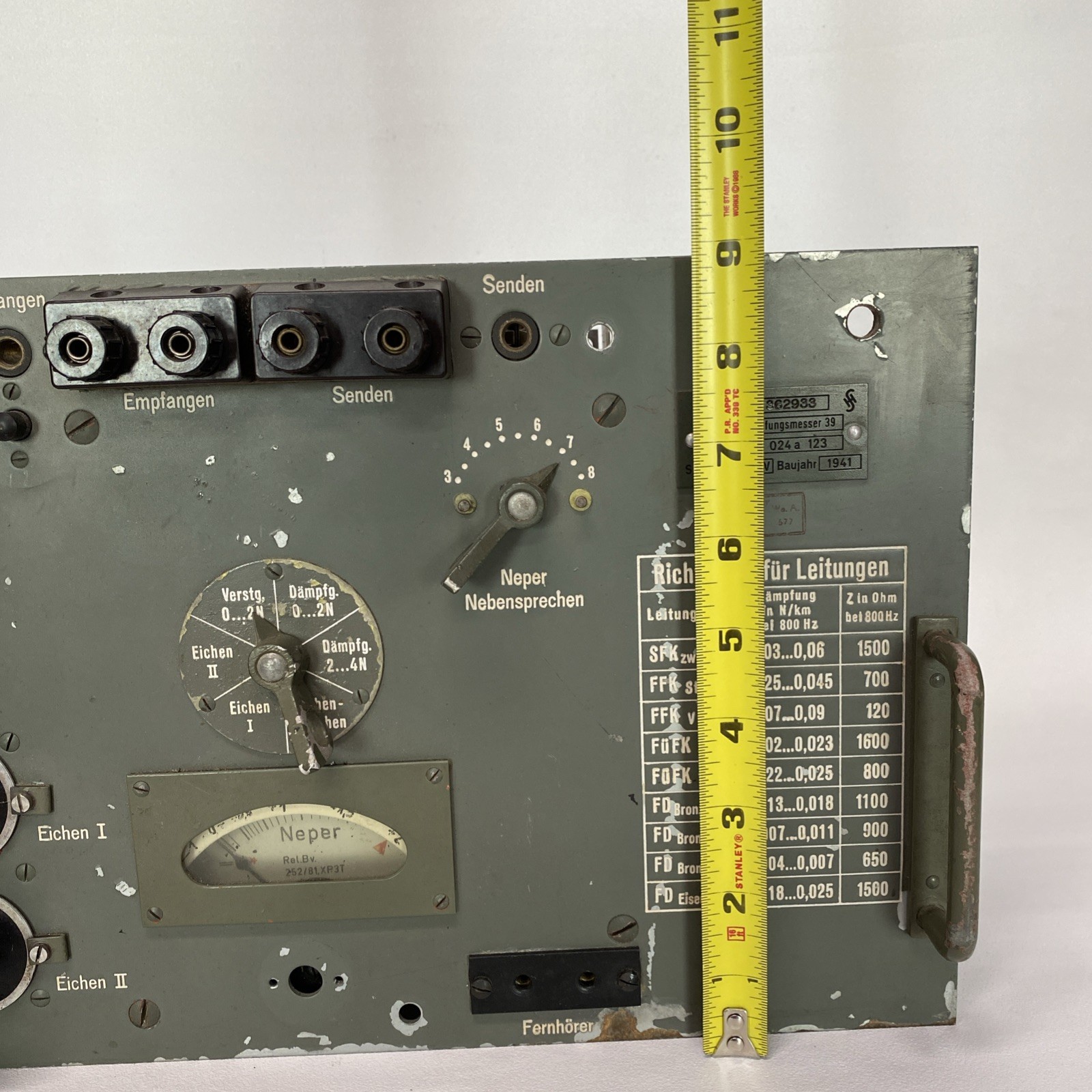 TORN EB WWII RADIO RECEIVER Germany Telephone Line Attenuation Meter WW2 -SFI