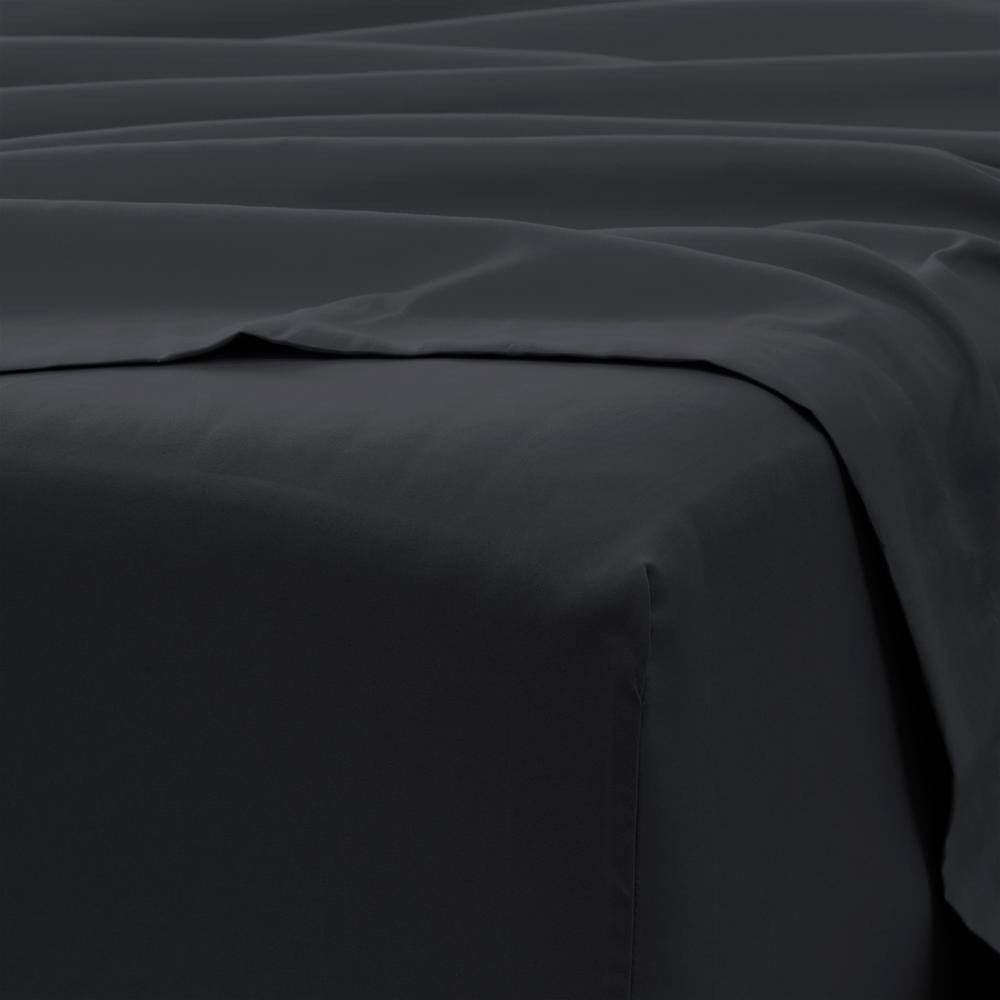 6-Piece Black Solid Microfiber Twin Sheet Set