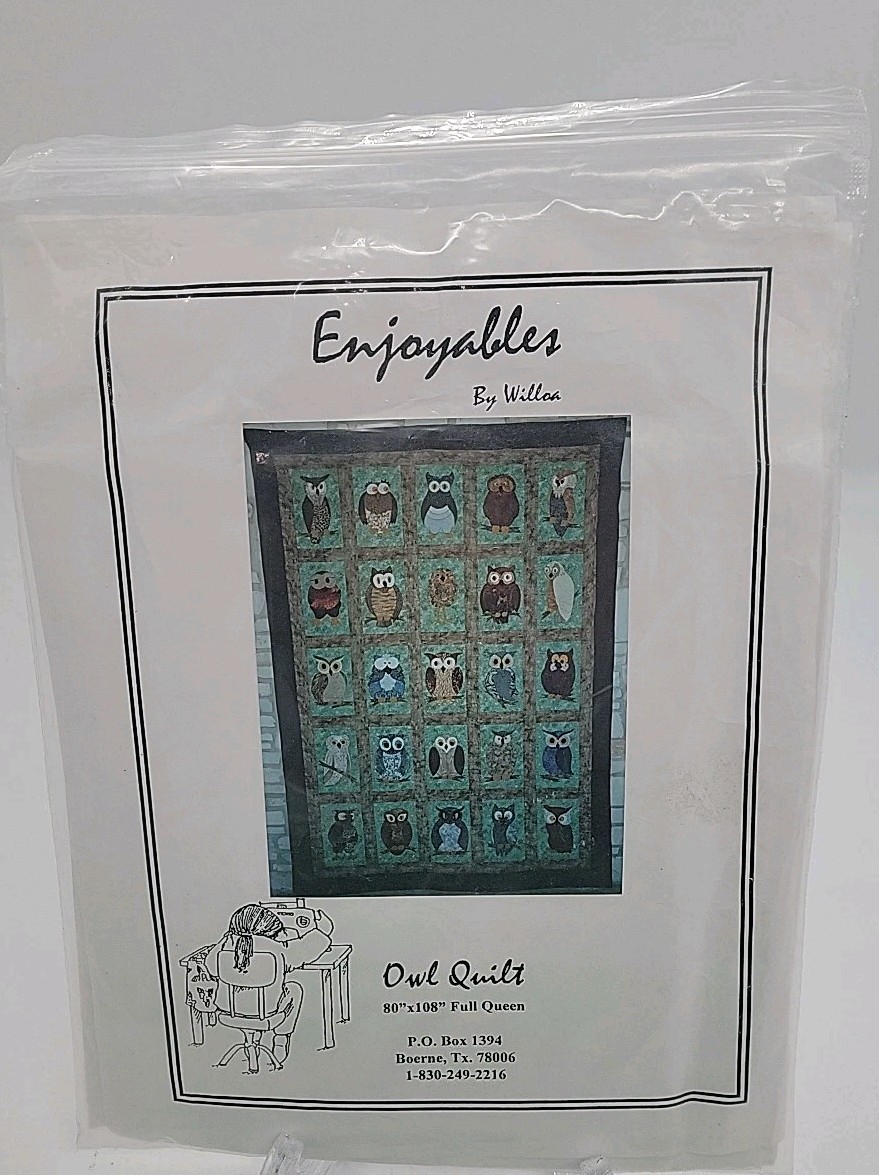 Enjoyables Owl Quilt Applique Template 80x108 Full Queen By Willoa