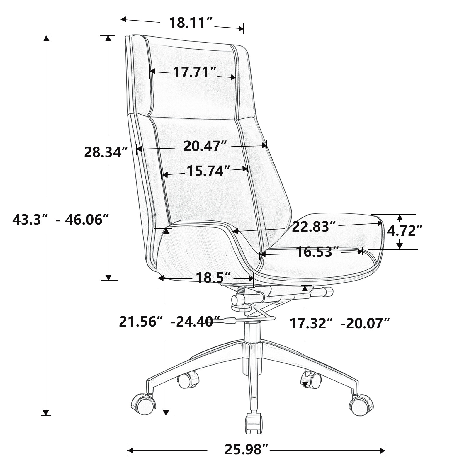 Light Rosewood Office Chair Ergonomic Armless Chair Genuine Leather Desk Chair