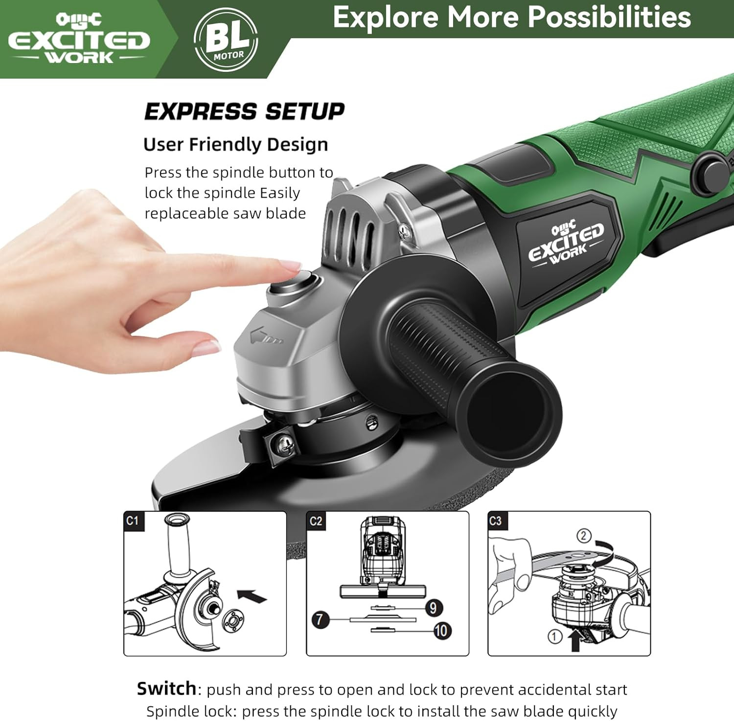 Brushless Angle Grinder, 20V 5-Inch Cordless Power Tool | Includes 2 X 4.5Ah Bat