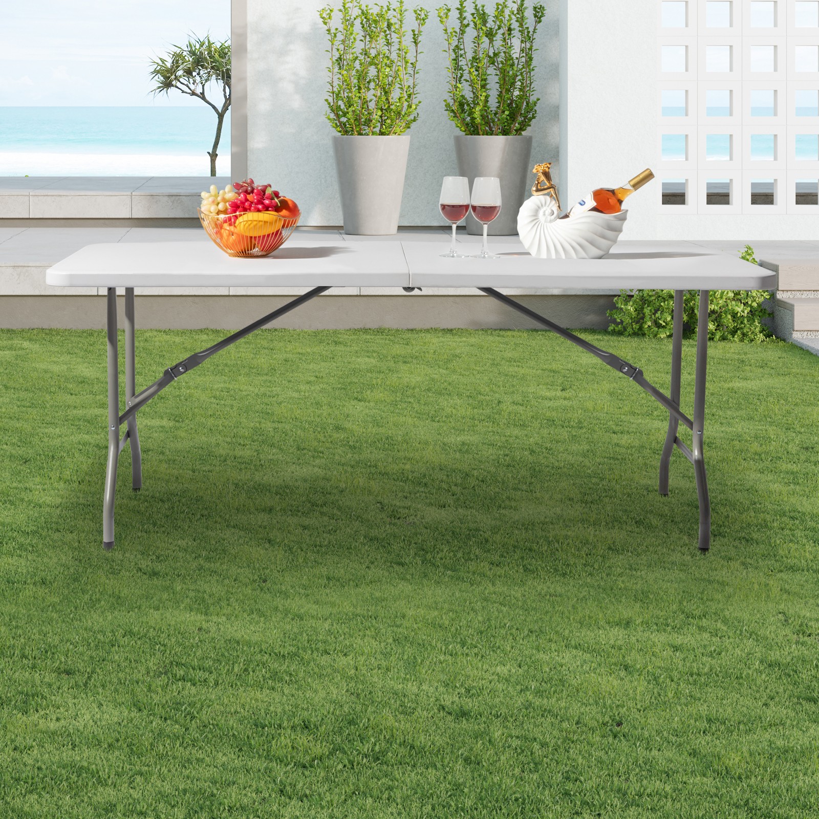 6FT Outdoor Courtyard Foldable Long Table New -
